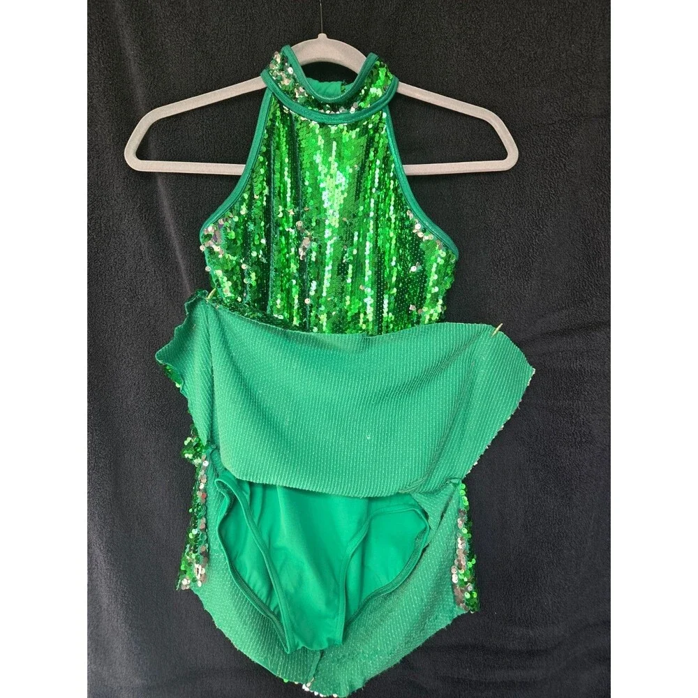 Weissman Dance Costume Sequin Shift Dress Reversible Ultra Sparkle Size L(Child)